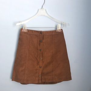 faux suede button down skirt
